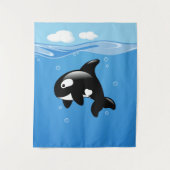 Kute Little Orca Whale in Ocean Wandkleed (Voorkant)