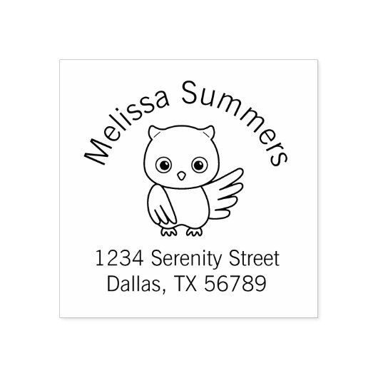 Kute Little Owl Address Rubberstempel (Afrduk)