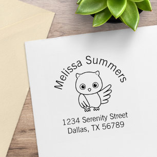 Kute Little Owl Address Rubberstempel