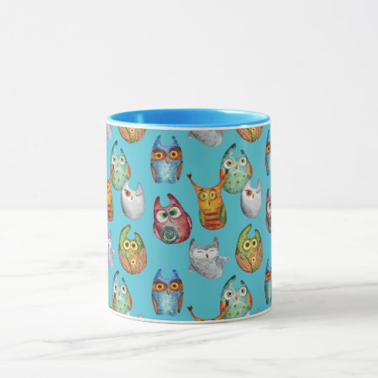 Kute little owls all-over design mok (Midden)