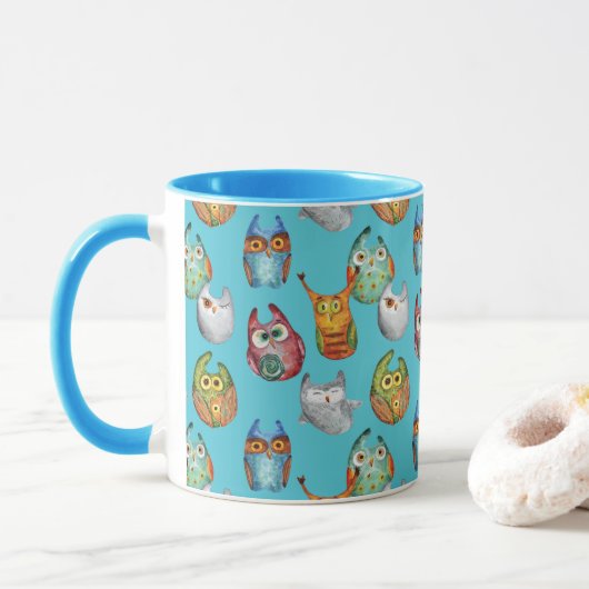 Kute little owls all-over design mok (Met donut)