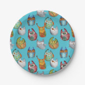 Kute little owls all-over design papieren bordje (Voorkant)
