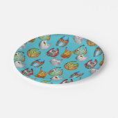 Kute little owls all-over design papieren bordje (Gekanteld)