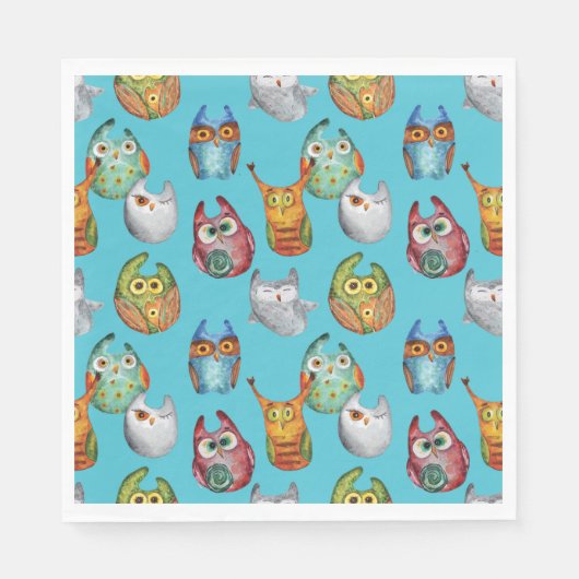 Kute little owls all-over design servet (Voorkant)