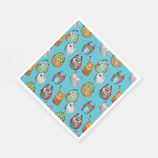 Kute little owls all-over design servet (Hoek)