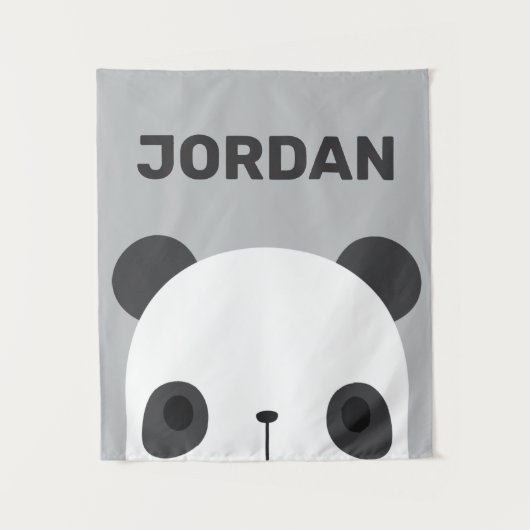 Kute Little Panda-Beer met persoonlijke naam tape Wandkleed (Voorkant)
