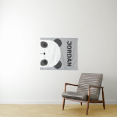 Kute Little Panda-Beer met persoonlijke naam tape Wandkleed (In Situ (horizontaal))