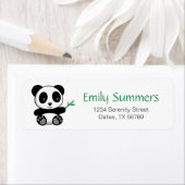 Kute Little Panda met een Bamboe Stick Etiket (Insitu)