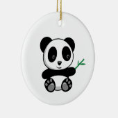 Kute Little Panda met een Bamboe Stick Keramisch Ornament (Rechts)