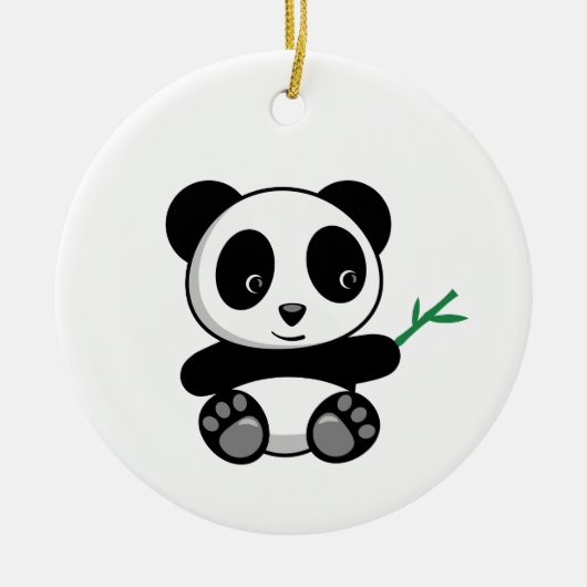 Kute Little Panda met een Bamboe Stick Keramisch Ornament (Voorkant)