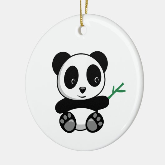 Kute Little Panda met een Bamboe Stick Keramisch Ornament (Links)