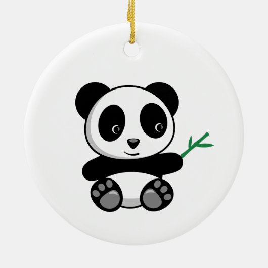 Kute Little Panda met een Bamboe Stick Keramisch Ornament (Achterkant)