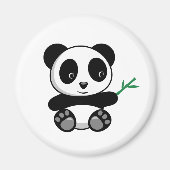 Kute Little Panda met een Bamboe Stick Magneet (Voorkant)