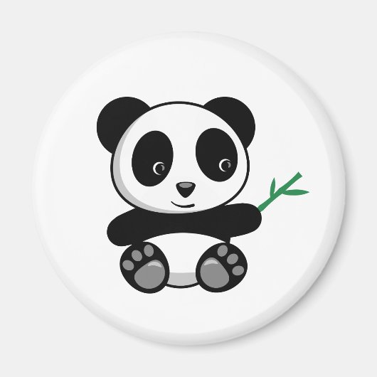 Kute Little Panda met een Bamboe Stick Magneet (Voorkant)