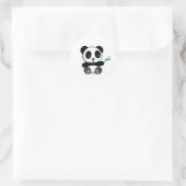 Kute Little Panda met een Bamboe Stick Ronde Sticker (Tas)