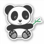 Kute Little Panda met een Bamboe Stick Sticker (Voorkant)