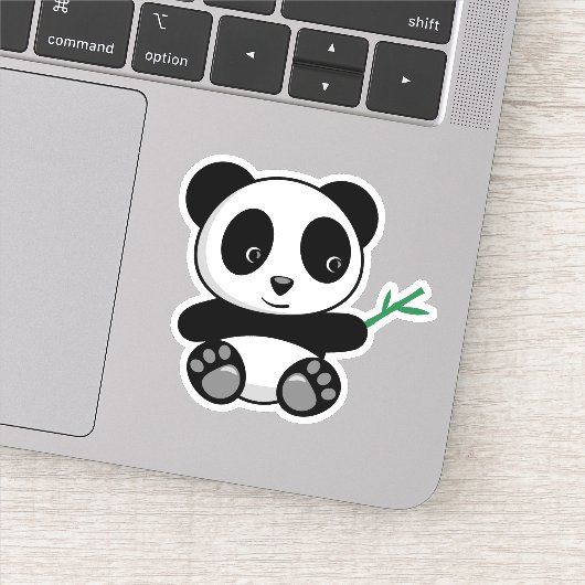 Kute Little Panda met een Bamboe Stick Sticker (Detail)