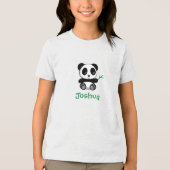 Kute Little Panda met een Bamboe Stick Tri-Blend Shirt (Voorkant)