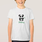 Kute Little Panda met een Bamboe Stick Tri-Blend Shirt (Voorkant)