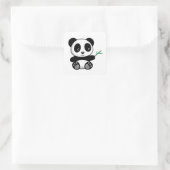 Kute Little Panda met een Bamboe Stick Vierkante Sticker (Tas)