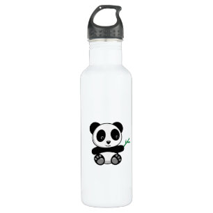 Kute Little Panda met een Bamboe Stick Waterfles