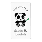 Kute Little Panda met een Bamboo Stick Bookplate Etiket (Voorkant)