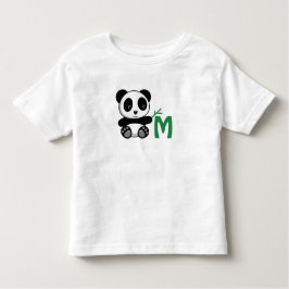Kute Little Panda met een Bamboo Stick Monogram Kinder Shirts
