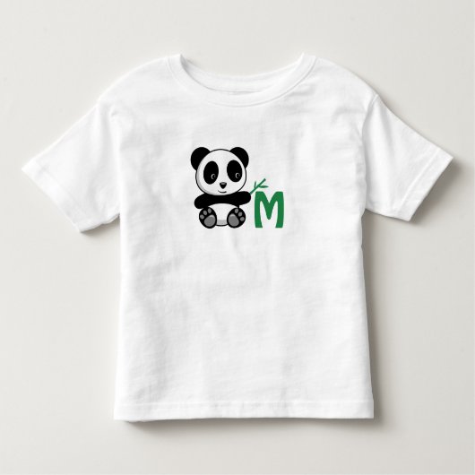 Kute Little Panda met een Bamboo Stick Monogram Kinder Shirts (Voorkant)