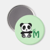 Kute Little Panda met een Bamboo Stick Monogram Magneet (Voorkant / Achterkant)