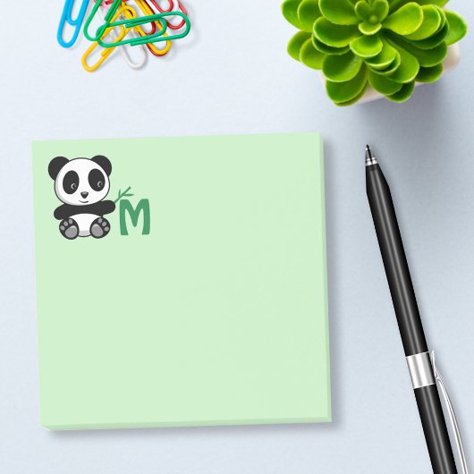 Kute Little Panda met een Bamboo Stick Monogram Post-it® Notes