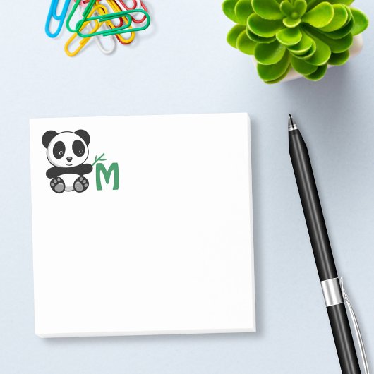 Kute Little Panda met een Bamboo Stick Monogram Post-it® Notes