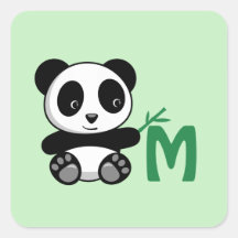 Kute Little Panda met een Bamboo Stick Monogram