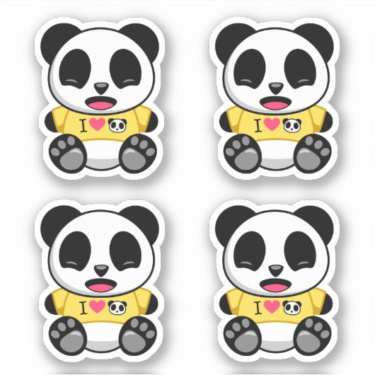 Kute Little Panda Set van 4 Sticker (Voorkant)