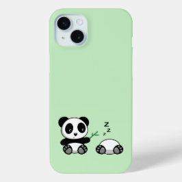 Kute Little Pandas on Green iPhone 15 Mini Hoesje