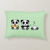 Kute Little Pandas on Green Decoratief Kussen (Achterkant)