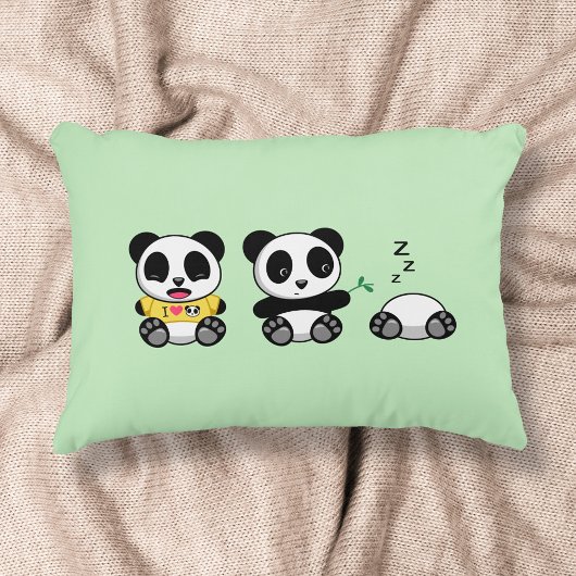 Kute Little Pandas on Green Decoratief Kussen