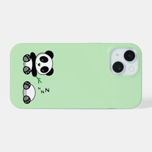 Kute Little Pandas on Green iPhone 15 Case (Achterkant horizontaal)