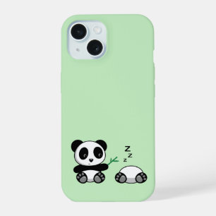 Kute Little Pandas on Green iPhone 15 Case