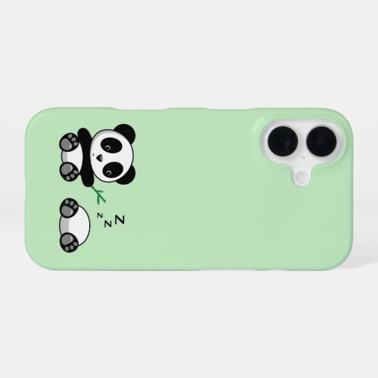 Kute Little Pandas on Green iPhone 16 Hoesje (Achterkant horizontaal)