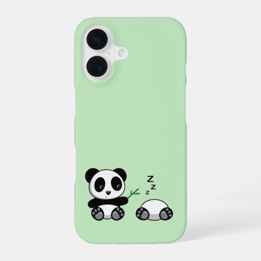Kute Little Pandas on Green iPhone 16 Hoesje (Achterkant)