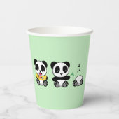 Kute Little Pandas on Green Papieren Bekers (Achterkant)