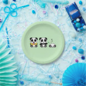 Kute Little Pandas on Green Papieren Bordje (Feest)