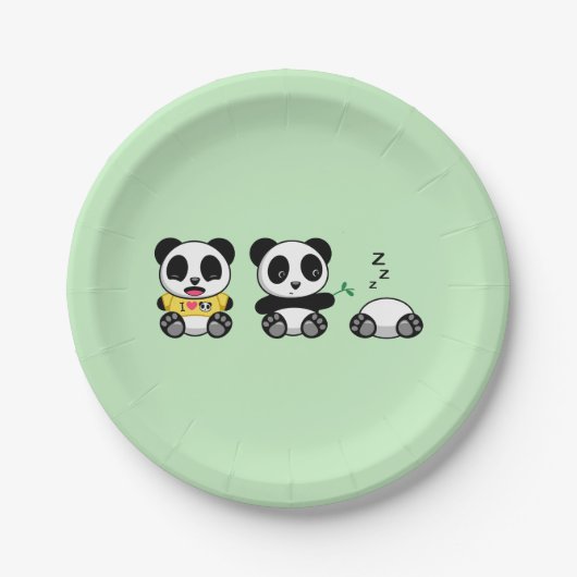 Kute Little Pandas on Green Papieren Bordje (Voorkant)