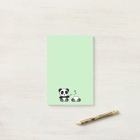 Kute Little Pandas on Green Post-it® Notes (Op bureau)
