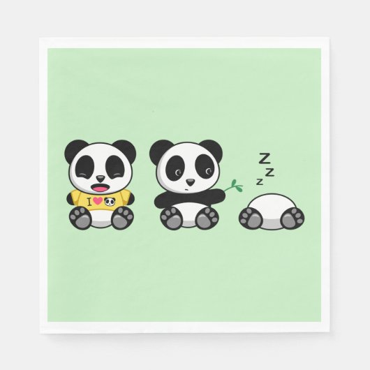 Kute Little Pandas on Green Servet (Voorkant)