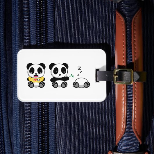 Kute Little Pandas op White Bagagelabel (Voorkant Insitu 4)