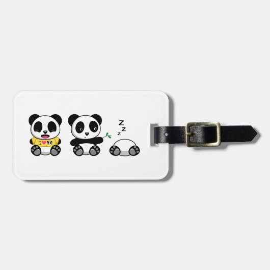 Kute Little Pandas op White Bagagelabel (Voorkant horizontaal)