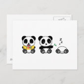 Kute Little Pandas op White Briefkaart (Voorkant / Achterkant)