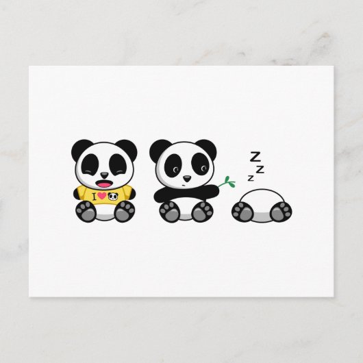 Kute Little Pandas op White Briefkaart (Voorkant)