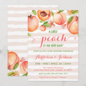 Kute Little Peach roze Horizon Stripe Baby shower Kaart (Voorkant / Achterkant)